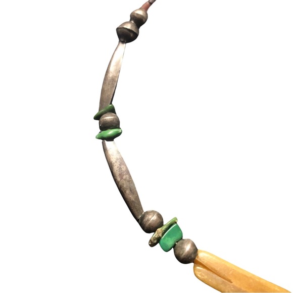 Vintage Navajo Bench beads sterling silver turquoise coral bone? Necklace - Picture 7 of 12